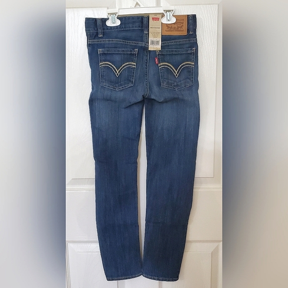 NWT New Levi's Blue Denim Boyfriend Jeans Girls Size 8 Regular Tapered Leg - Picture 3 of 7